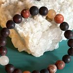 4 Piece Collection Amethyst Jasper Agate Multi Gemstone Bead Stretch Bracelets Brown Photo 2