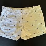 British Khaki  Sailboat Print Shorts Nautical Preppy White Size 4 Photo 0