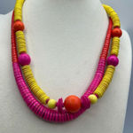 Vintage 1980’s bright fun disk necklace set. Red Photo 0