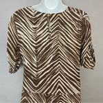 BCBGMAXAZRIA  Silk Dress Zebra Print Animal Ayshea‎ Size XXS Blouson Brown White Photo 9