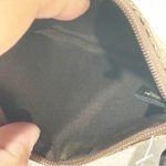 Coach Jacquard Logo Brown Tan Zip Leather Clutch Wristlet Bag Pouch Photo 2