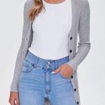 Ribbed Longline Cardigan Sweater Gray Photo 0