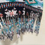 Kirra Women’s XS Fringe Trim Festival Tank Top Black Blue Southwestern Print Photo 3