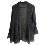 Fenini Open Front Jacket Womens Small Black Metallic Check Lightweight Lagenlook Photo 1