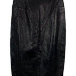 Viadana Black Leather Skirt 42 Back Zip Pencil Edgy Officewear Minimalist Photo 0
