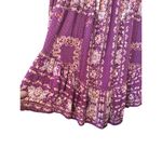 Free People  Boho Purple Floral Print Long Sleeve Mini Dress Festival Hippie Chic Photo 3