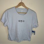 Arizona Jeans NWT Arizona Jean Co Baby Tee Short Sleeve Blue Top Womens XL Flower Mushroom Sun Photo 1