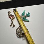 Flamingo , Peacock, Flying Bird Lot Of 3 Rhinestone Gold Tone Brooch Pins Photo 8