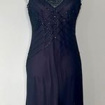 Vintage Beaded Prom Dress Black Size 8P Photo 4