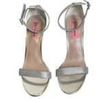 Betsey Johnson  Broadway Silver Strappy Heels Size 8.5 Rhinestone Metallic Prom Photo 2