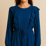 Ellison  | Navy Ruffle Long Sleeve Mini Dress Size M | EUC Photo 0