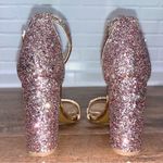 Shoe Land  Rose Gold Glitter Strappy Block Heels Photo 7