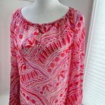 Trina Turk Pink Purple Small Silk Blend Resortwear Flowy Blouse Boho Coastal Photo 1
