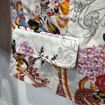 Maakif‎ New York Floral Print Blazer Cropped Jacket Career Size 4 White Photo 4