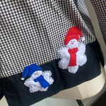 LEMON GRASS Holiday Button Down Shirt Womens Sz Small Gingham Snowmen Novelty Black Photo 3