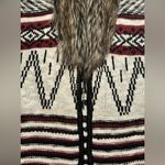 Maurice's Knit Vest Faux Fur Trim Womens Geometric Aztec 70’s Vibe Size Medium Photo 6