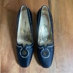 American Vintage Vintage 1950s Newton Elkin Lord & Taylor Navy Satin Rhinestone Heels Size 8 Photo 1