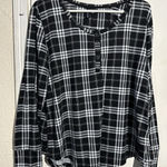 Cynthia Rowley Black and White Plaid Snap-Front Long Sleeve Top Size XL Photo 0