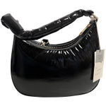 A New Day Black Puffer Hobo Bag with Detachable Crossbody Strap Shiny Soft NEW Photo 0