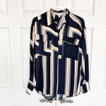 Reiss  Isadora Navy Geometric Print Button Through Shirt Photo 2
