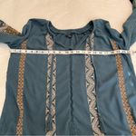 American Eagle  blue embroidered top tassel tie shirt S Photo 4