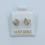 Real 14k Gold Studs Earrings White Heart Photo 0