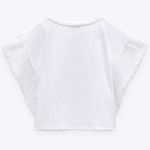 ZARA NEW EMBROIDERED TOP WHITE WOMENS SIZE S CREWNECK SHORT SLEEVE CROP Photo 5