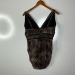 Swimsuits for All Leopard Print Lattice Plunge One Piece Swimsuit Size 16 Brown Photo 2