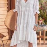 Sundance  Jasmine White Eyelet midi Dress tiered asymmetric M petite Photo 1