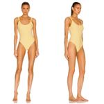 JONATHAN SIMKHAI Rosabel Seersucker One Piece Swimsuit Daffodil Plaid Large NWT Yellow Photo 2