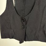 Vintage Y2K Lipsy Black Button Front Mini Cropped Stretch Low Cut Vest Top L Size L Photo 1