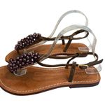 Mystique Boutique Mystique Beaded T-Strap Leather Sandals, Sz 9 Photo 4
