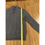 Carven heavy Cable knit cotton blue toggle button pullover Mockneck sweater Size L Photo 3