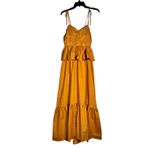 MISA Los Angeles  Mustard Yellow Smocked Ruffle Tiered Maxi Dress XS Photo 2