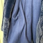 Women's Hooded Faux Fur Coat Blue‎ XSmall Winter Cozy Mob Wife Classic Timeless Blue Size XS Photo 4