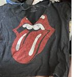 The Rolling Stones Classic Tongue Logo Acid Wash Cropped Tee Size Large Photo 4