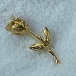 Gold Tone Long Stem Bud Rose Pin Brooch Leaves Stem Flower Vintage Photo 14