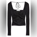 ASTAR The Label Plisse Cut Out Twist Bust Top Black Photo 2