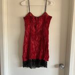 Y2K Roberta Whimsigoth Slip Dress S Velvet Red Sequin Lace Fringe Babydoll Photo 1