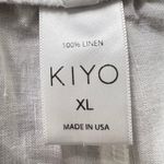 KIYO 100% Linen Gaucho Pants Cropped Wide Leg Elastic Waist White XL Made In USA Photo 3