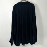 Free People  Oversized Slouchy Studded Waffle Knit Button Down Shirt Black Large Photo 6
