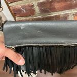 GG BOSS Boho Fringe Leather Crossbody Bag Black Grey Gray Photo 3