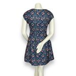 Pink Martini Dress Fox Print Blue Floral A-Line Lined Small Women Cap Sleeves Photo 3