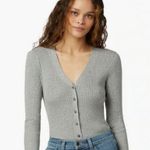 đź’•FAVORITE DAUGHTERđź’• Bodysuit Knit Cardigan Long Sleeve ~ Moth Gray XS NWT Photo 0