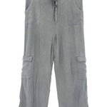 Sincerely Jules Linen Blend Cargo Womens Pants Sz L Gray Utiltiy Wide Leg Comfy Photo 0