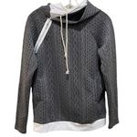 Andthewhy Textured Knit Double Layered Hoodie Sweatshirt Grey White Size Small Photo 0