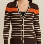 Ralph Lauren Lauren Striped Cardigan Sweater Brown Orange White Women's Large Photo 0