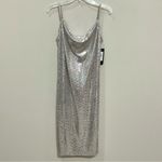 Bebe Silver Sequin Slip Dress Sz XL NWT Cowl Neck Party Evening Sexy Mini Photo 1
