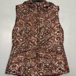 Patagonia  Brown Paisley Hooded Down Puffer Vest Zip Up Women’s Size Large Photo 0