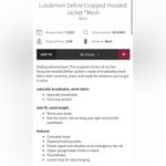 Lululemon  NWT Define Cropped Hoodie Mesh Jacket Black Size 4 Photo 6